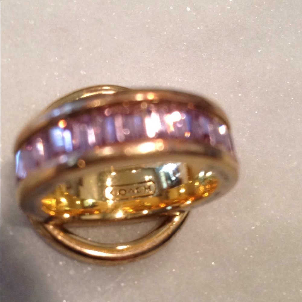 Coach stacking rings gold with lavender crystals - Picture 3 of 4